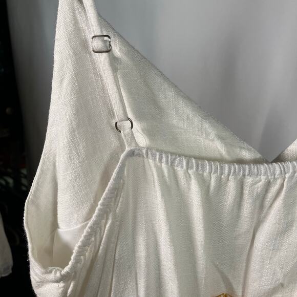 &Merci Gingham Paperbag Waist Tie Romper Size M Yellow White Button Front - Picture 10 of 11